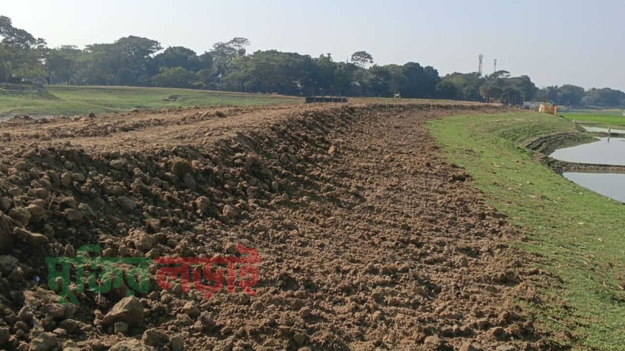 শান্তিগঞ্জ হাওর রক্ষা বাঁধ নির্মাণ ও সংস্কার কাজে চরম অব্যবস্থাপনা ও ধীরগতির