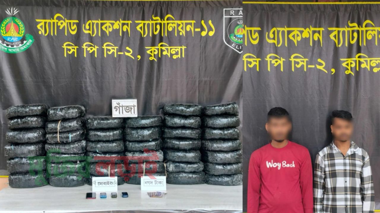 বুড়িচংয়ে ২ মন গাঁজাসহ দুই মাদক কারবারি গ্রেফতার