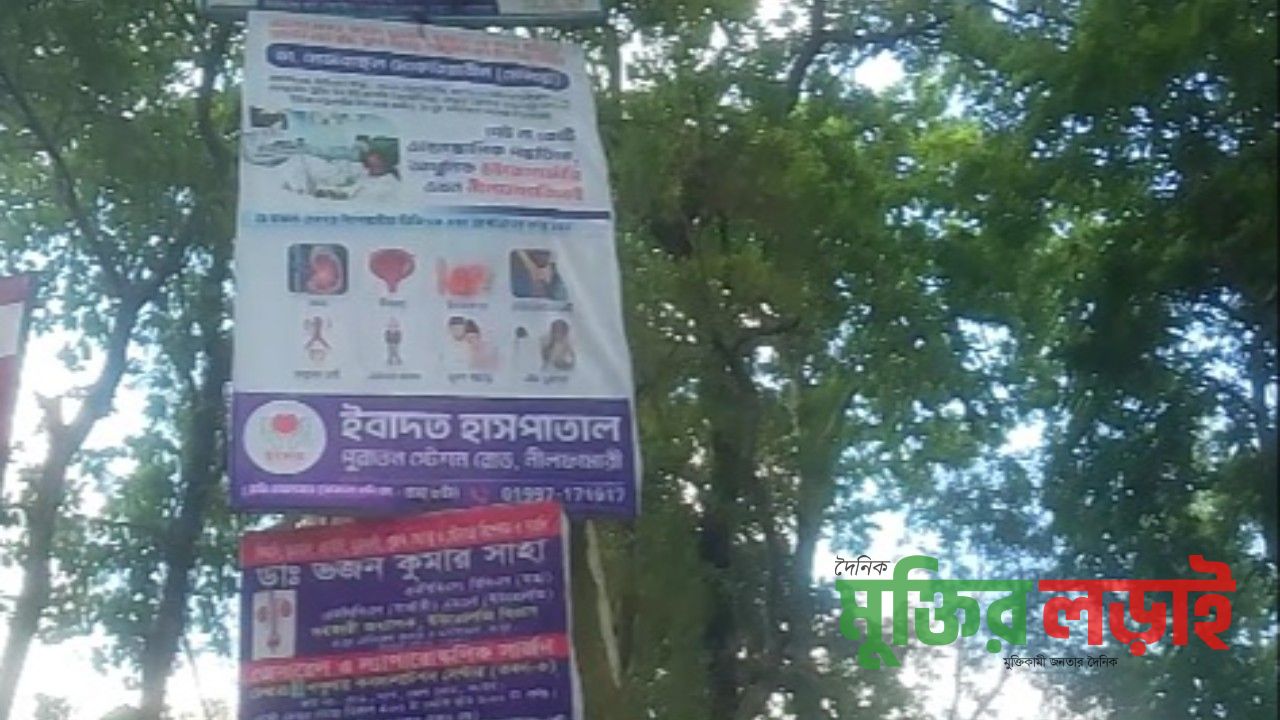 গাছে পেরেক ঠুকে ব্যানার: পরিবেশের জন্য হুমকি, প্রশাসনের ভূমিকা প্রশ্নবিদ্ধ
