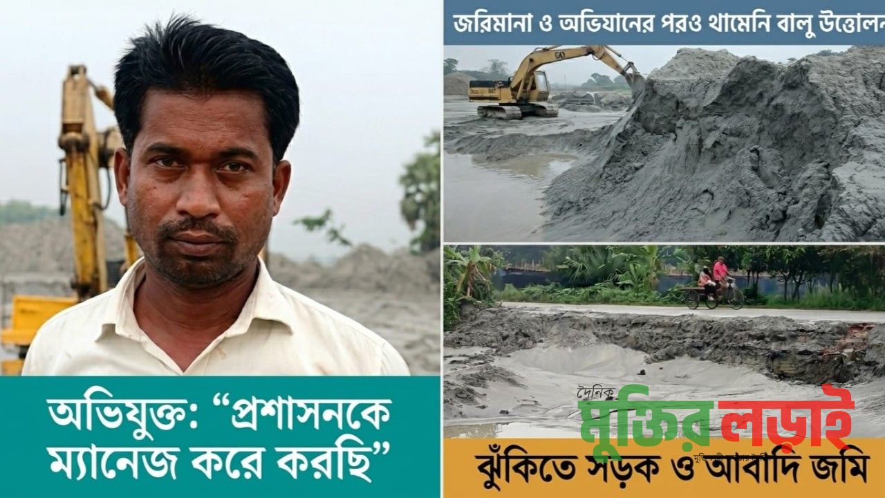 রাজশাহীতে জরিমানার পরও থামেনি অবৈধ বালু উত্তোলন
